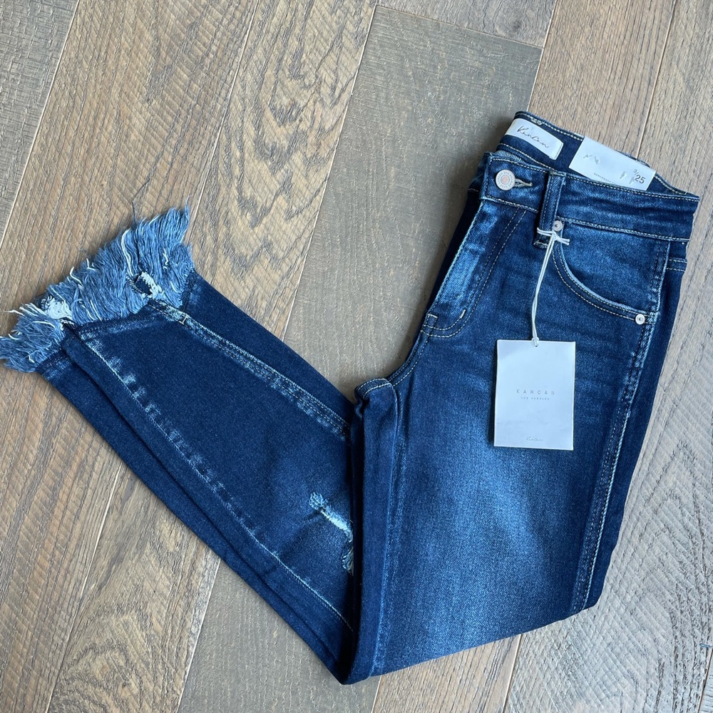 KanCan Mid Rise Fray Ankle Skinny Jeans